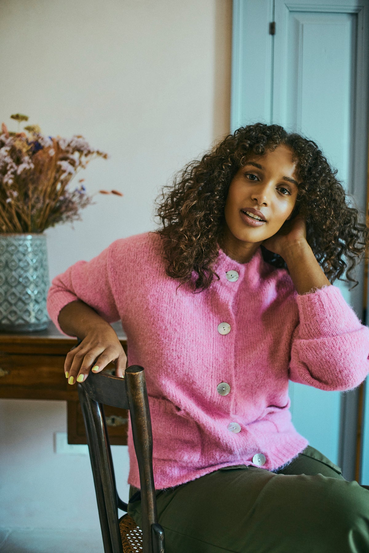 ルミニョン feather ribbon op + cardigan【ピンク】 Freequent LOUISA cardigan