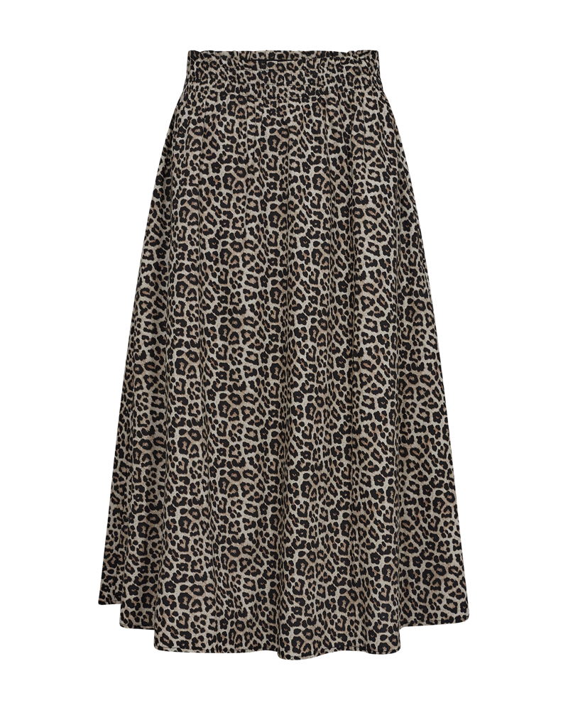 FQMALAY - SKIRT WITH LEOPARD PRINT - BLACK AND BEIGE