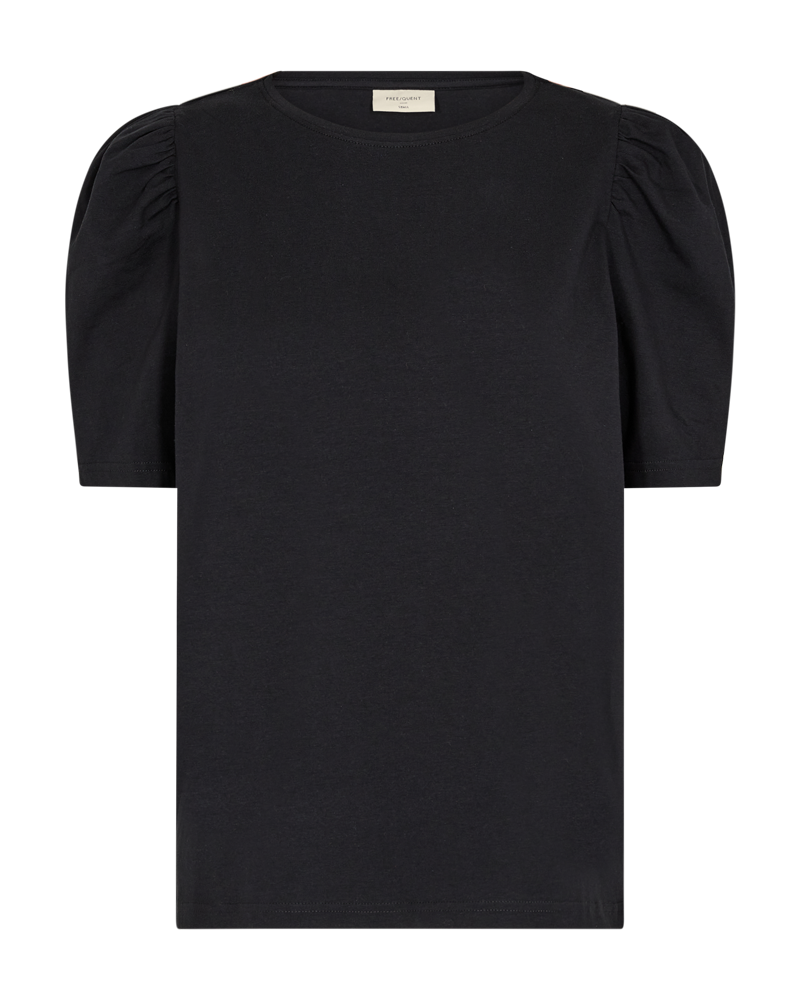 FQFENJA - T-SHIRT WITH PUFF SLEEVES - BLACK