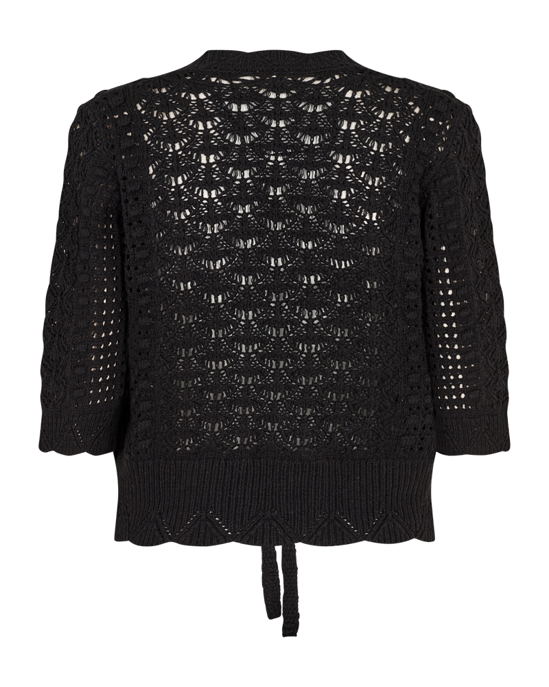FQESSAY - CARDIGAN WITH HOLE PATTERN - BLACK