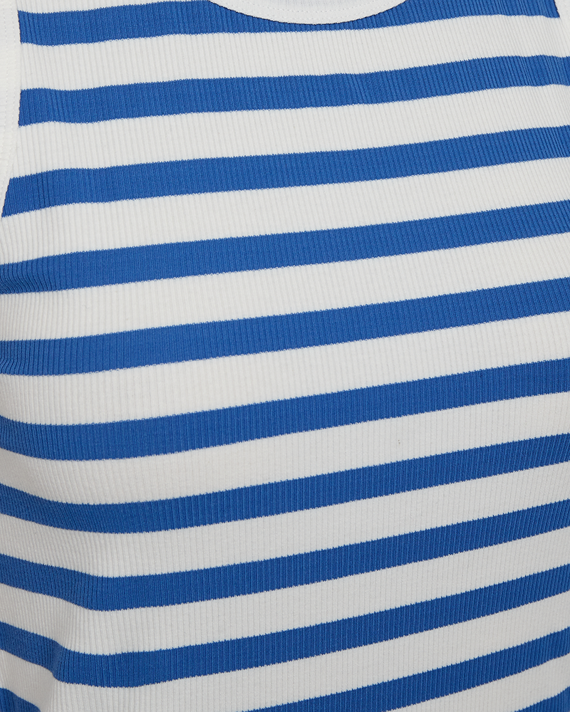 FQEFFY - RIB-KNITTET TOP WITH STRIPES - WHITE AND BLUE