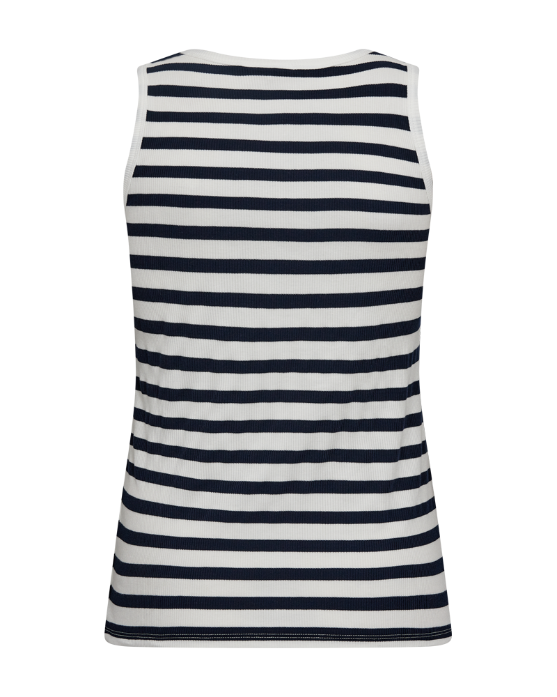 FQEFFY - RIB-KNITTET TOP WITH STRIPES - BLUE AND WHITE