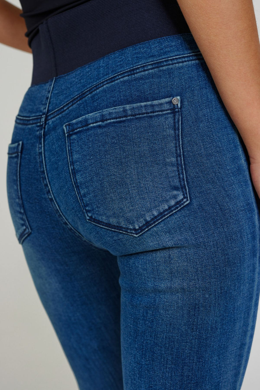 FQSHANTAL - DENIM PANTS WITH ELASTIC WAISTBAND - BLUE