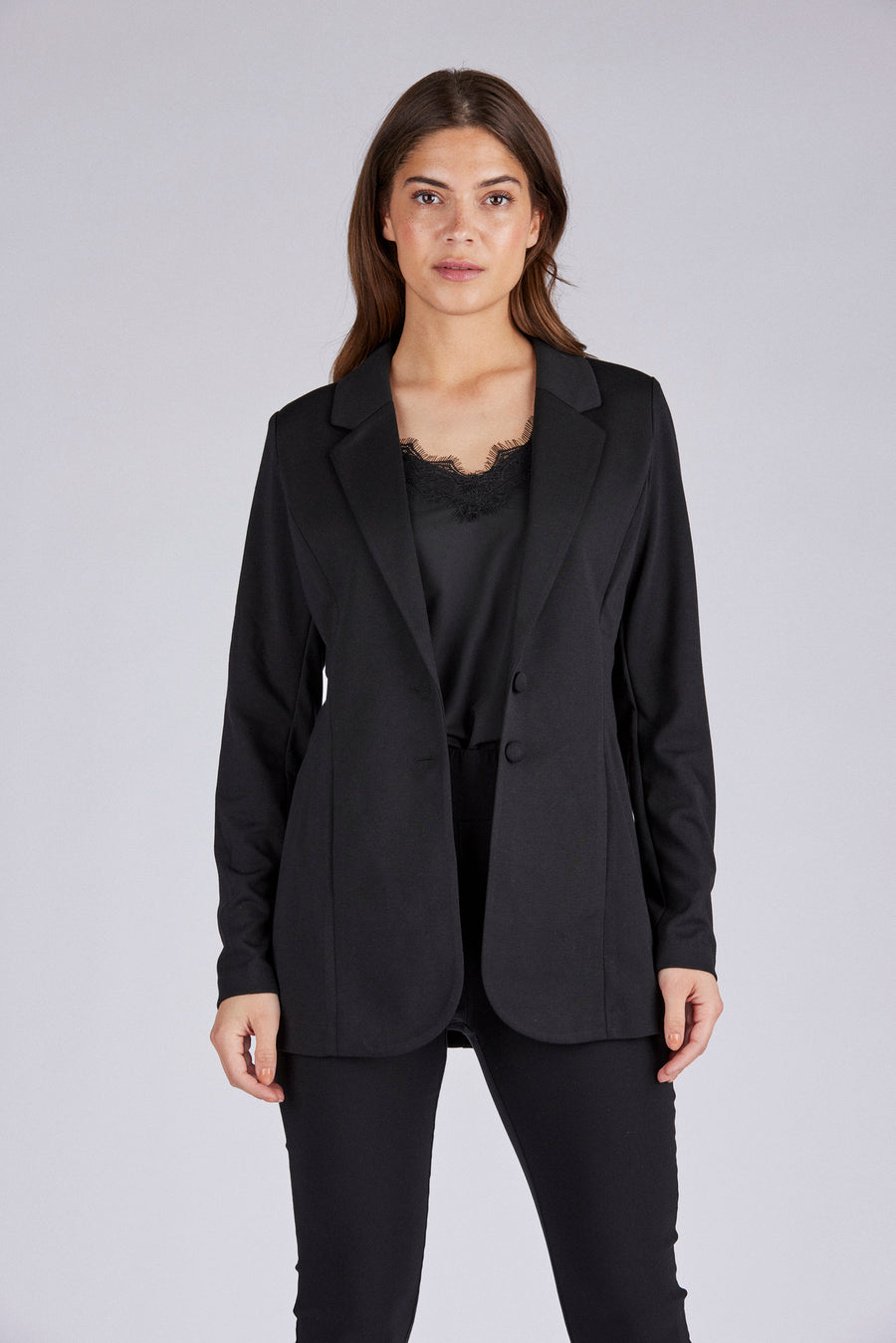 FQNANNI - FITTED LONG BLAZER - BLACK