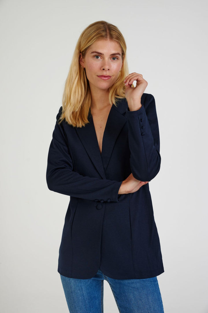 FQNANNI - Gebrachte lange blazer - blauw