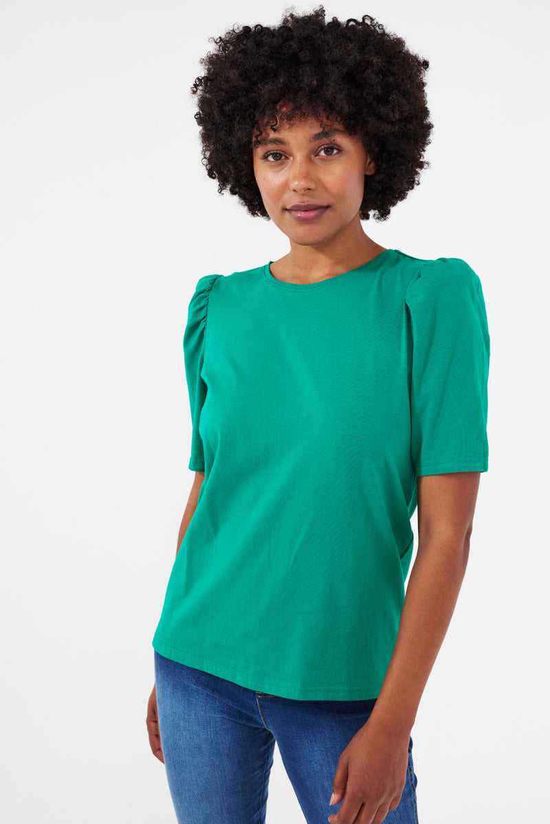 FQFENJA - T-SHIRT WITH PUFF SLEEVES - GREEN