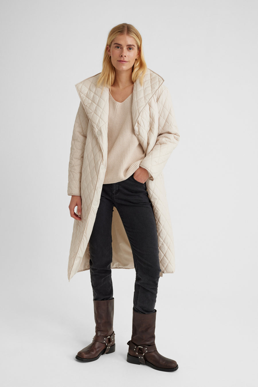 FQTOGO - JACKET WITH A TIE STRING - BEIGE