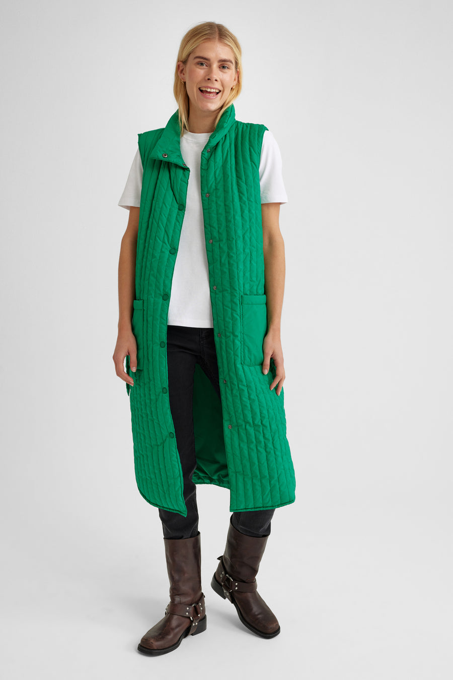 FQLAGO - WAISTCOAT WITH A TIE-STRING - GREEN
