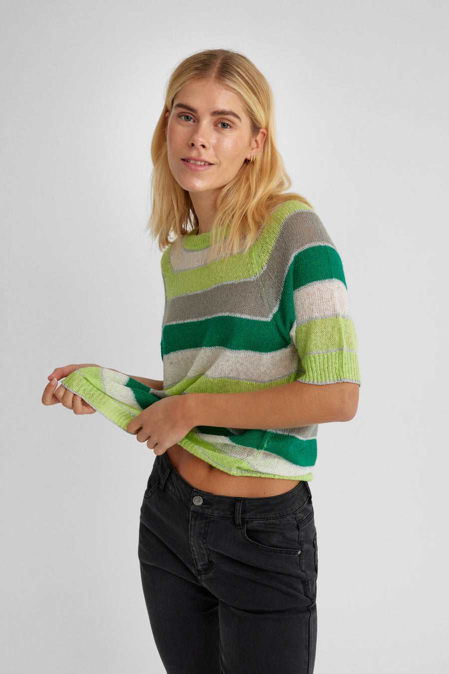 FQCLAIN - BLOUSE WITH SHIMMERY STRIPING - GREEN