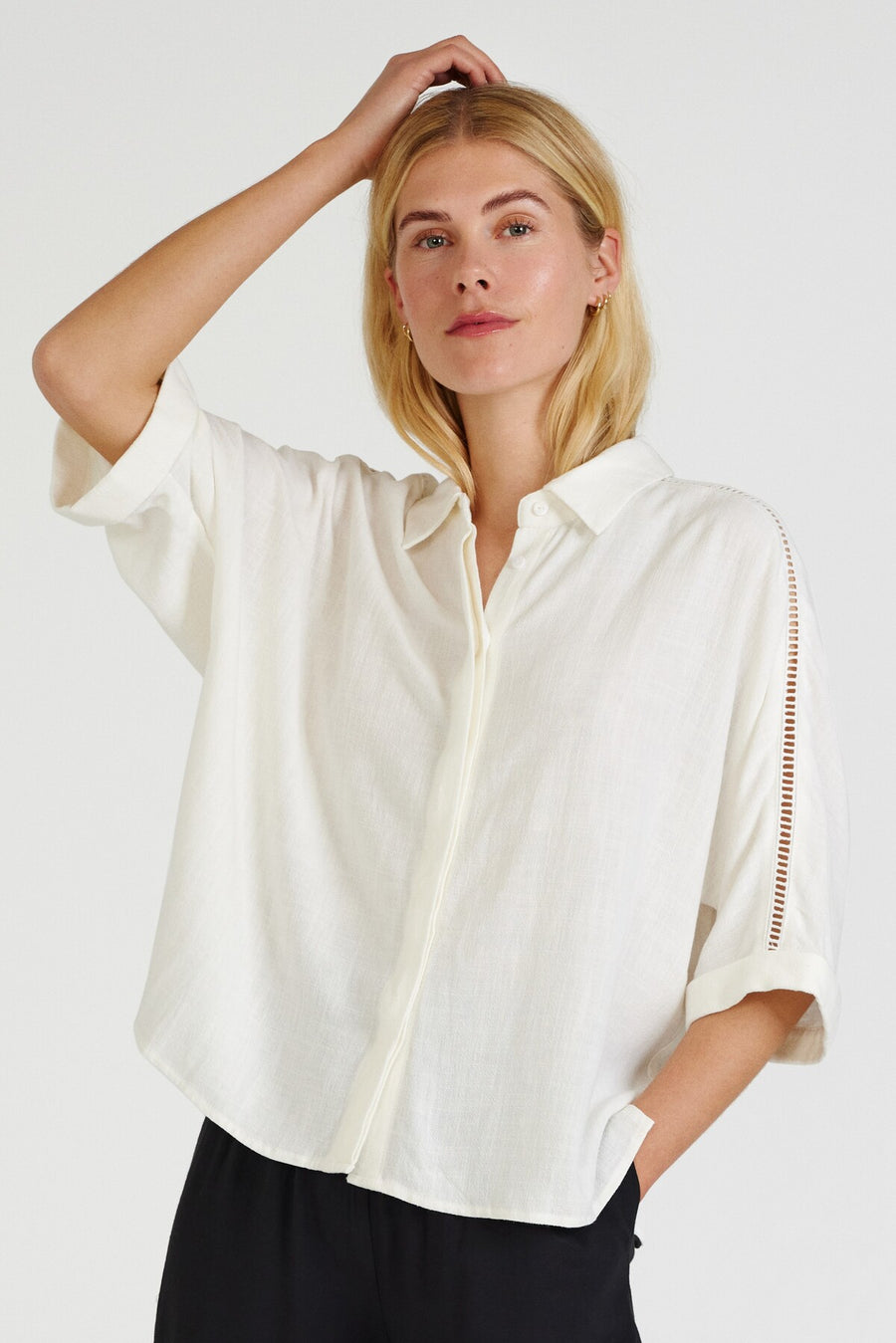 FQLARA - SHIRT IN LINEN BLEND - WHITE