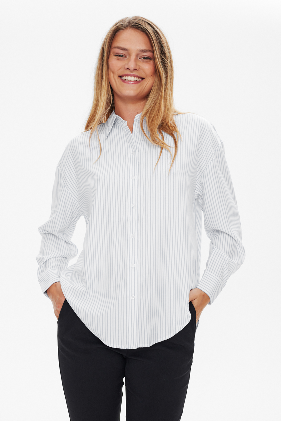 FQESSIE - STRIPED SHIRT - WHITE AND GREY