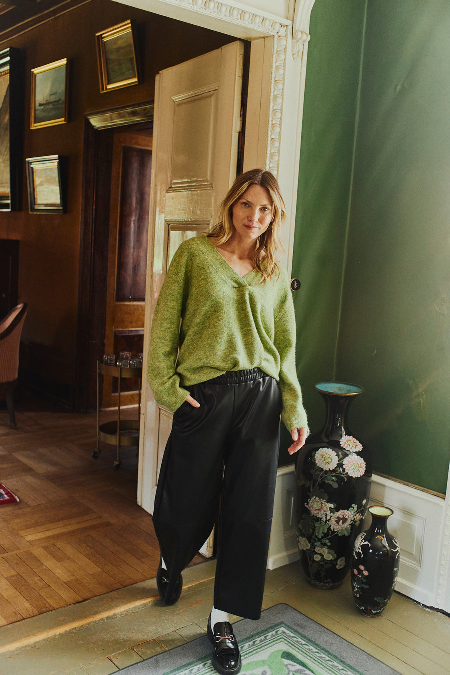 Fqveggy - faux lederen broek - zwart