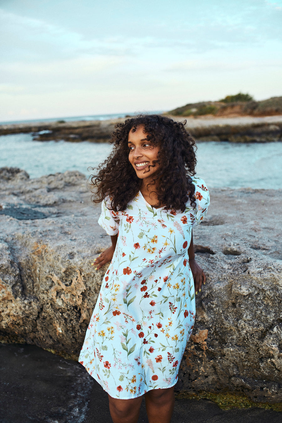 FQMELE - FLORAL DRESS - WHITE