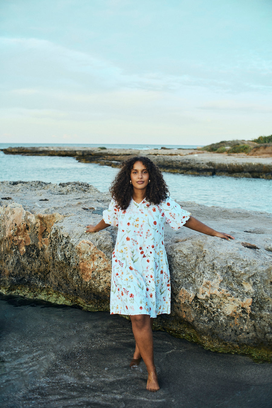 FQMELE - FLORAL DRESS - WHITE