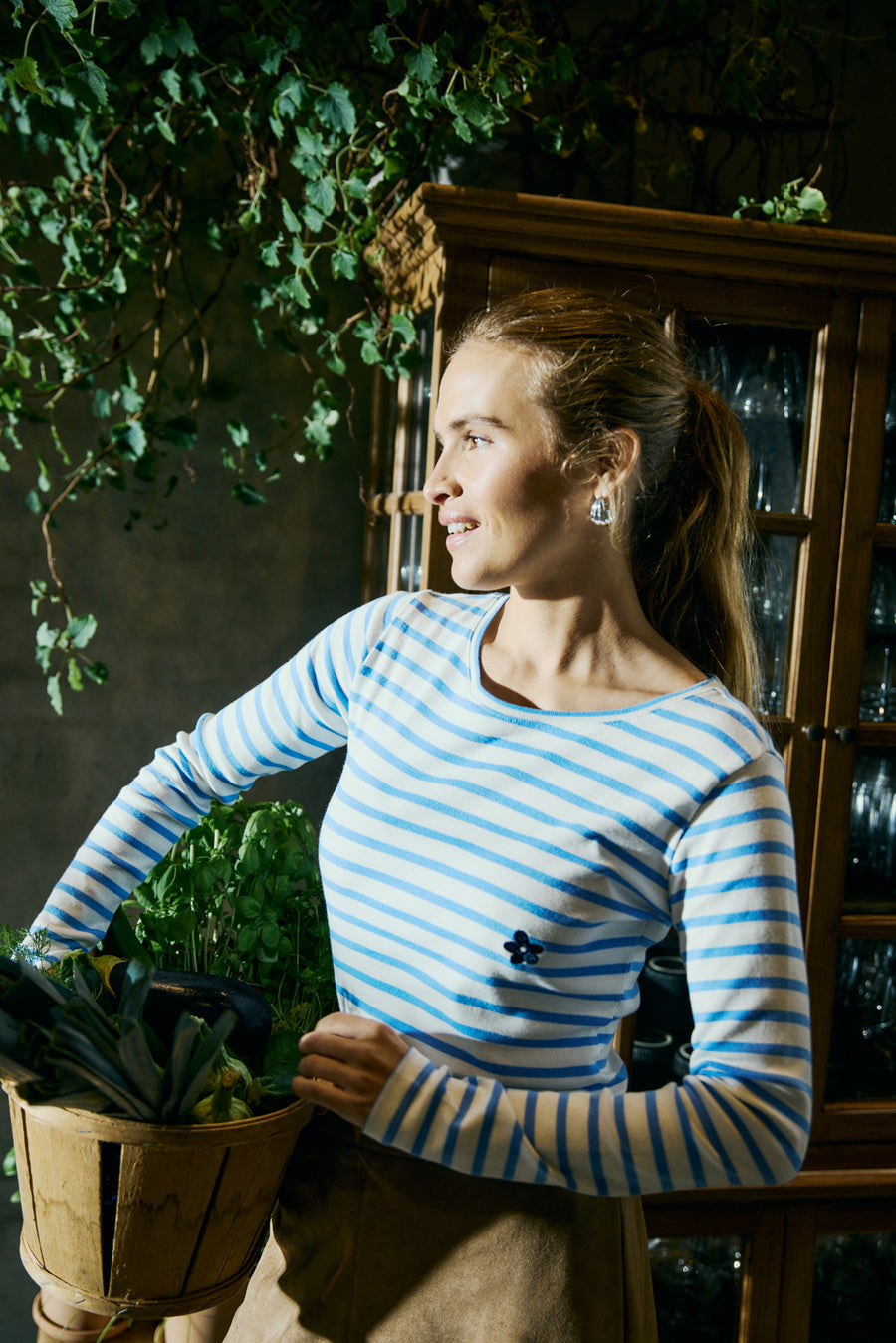 FQFAMILA - LONG SLEEVE T-SHIRT - WHITE AND BLUE