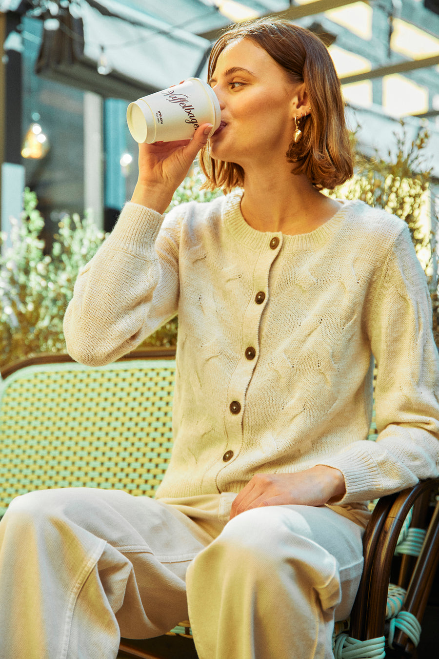 FQJAZZ - KNITTED CARDIGAN - BEIGE
