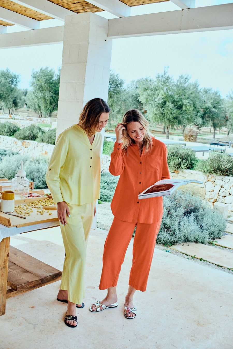 FQLAVA - LINEN ANKLE PANTS - YELLOW