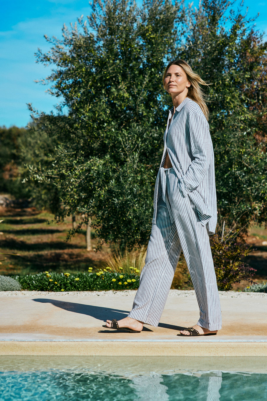 FQLAVISCO - LONG SHIRT - WHITE AND BLUE
