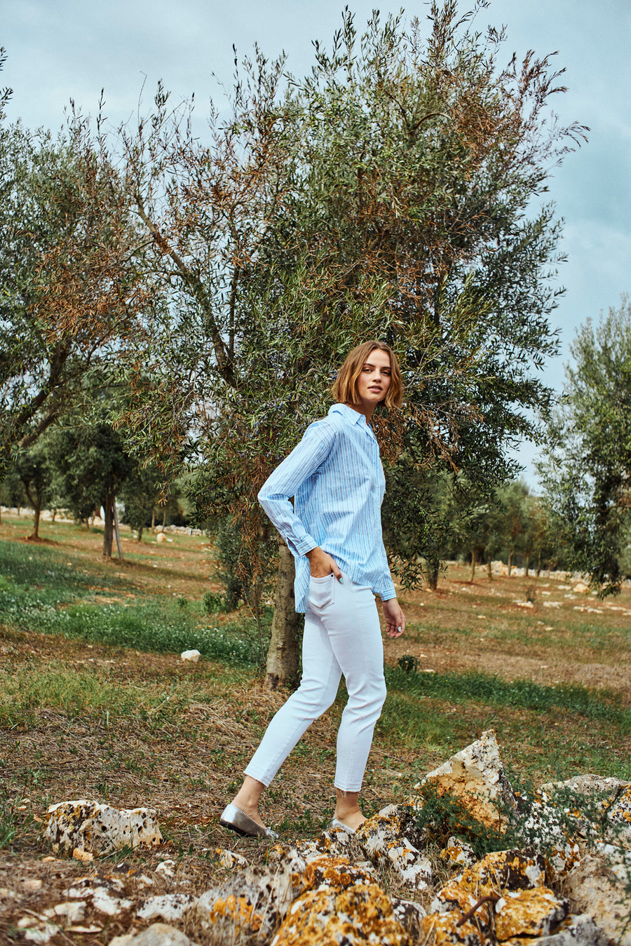 FQCIRENE - SHIRT - BLUE AND WHITE
