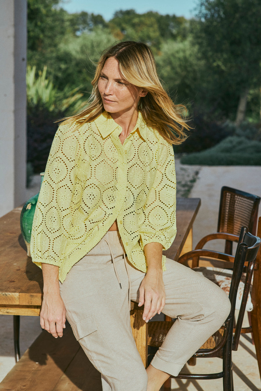FQAGY - SHIRT WITH EMBROIDERY - YELLOW