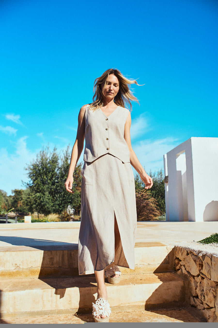 FQLAVA - LINEN WAISTCOAT - BEIGE