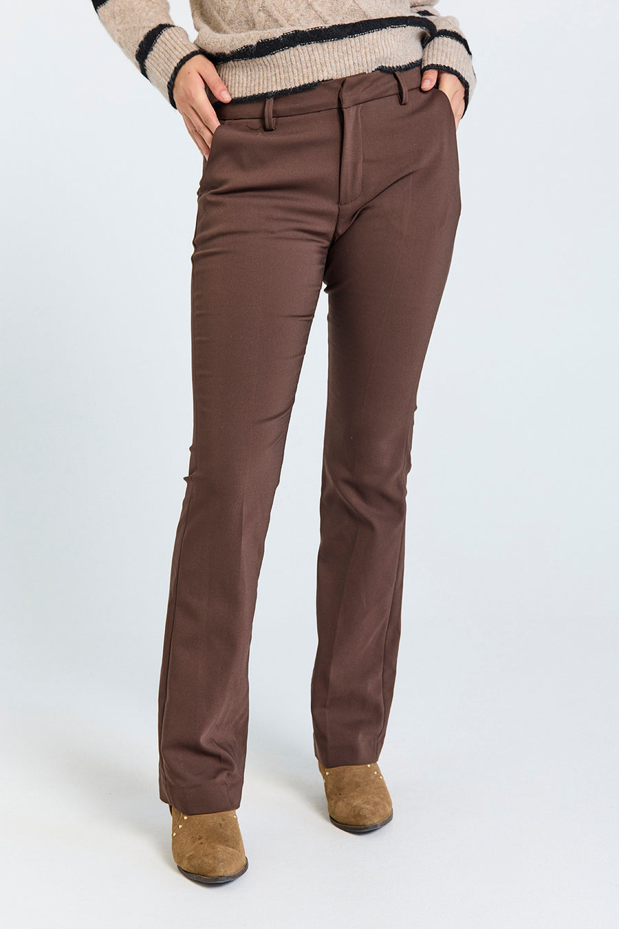 FQISADORA - PANTS - BOOTCUT - BROWN
