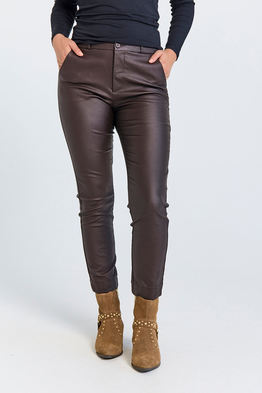FQSOLVEJ - Ankle Cooper Pants - Brown