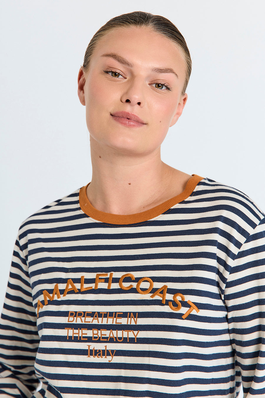 FQJEMMA - T -shirt met lange mouwen - blauw en beige