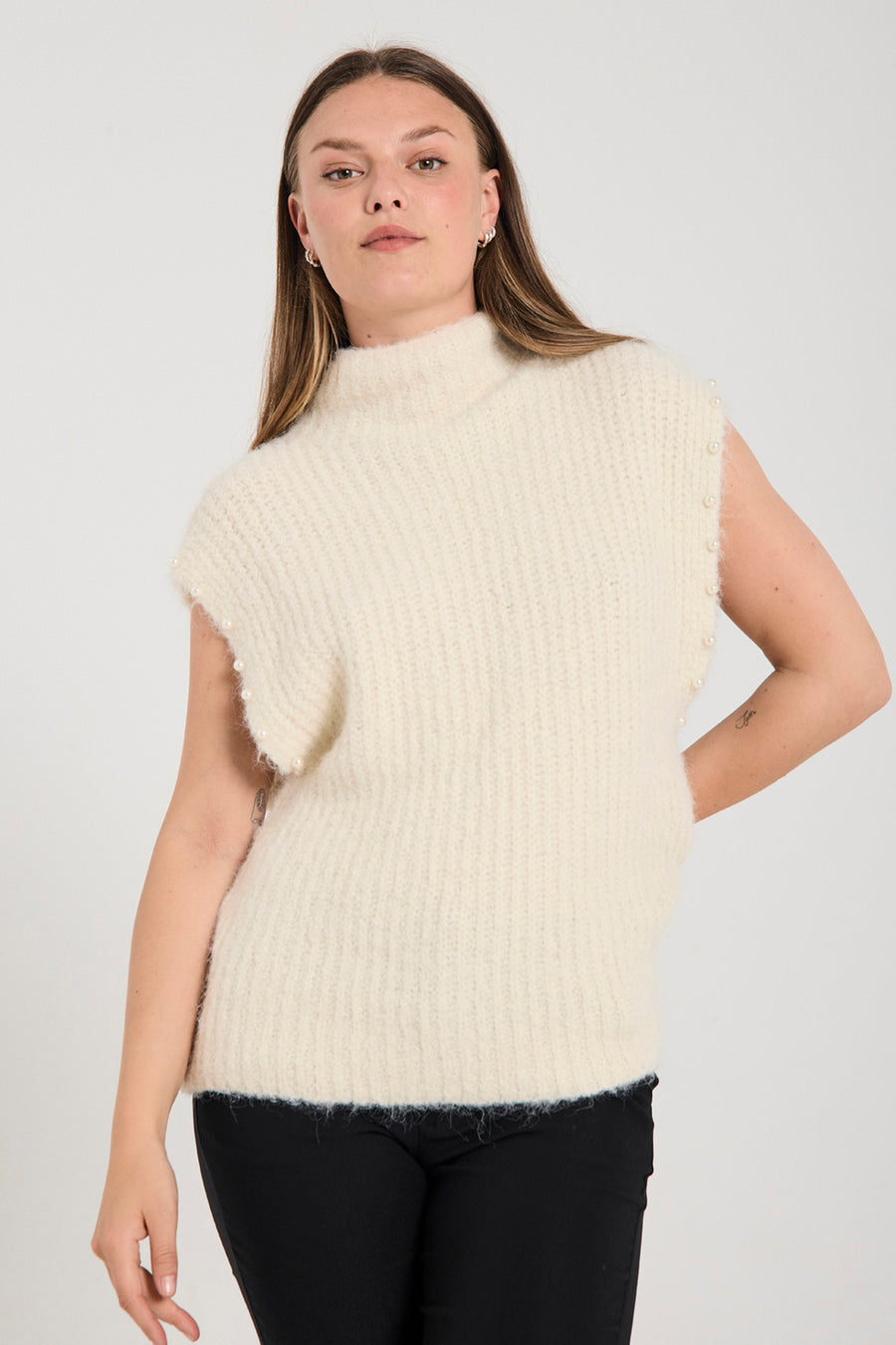 FqgrSlulu - high -nekke vest - beige