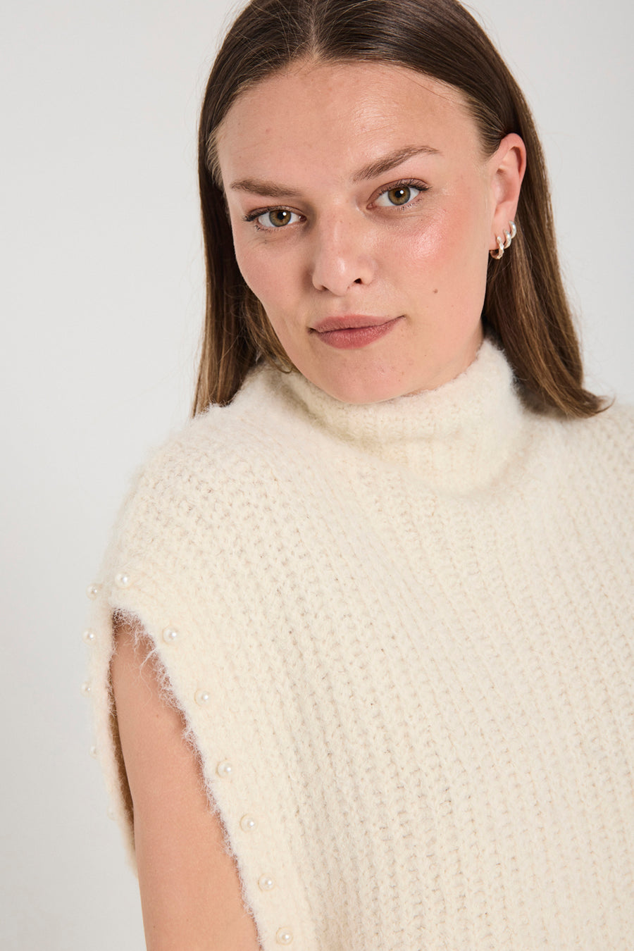 FqgrSlulu - high -nekke vest - beige