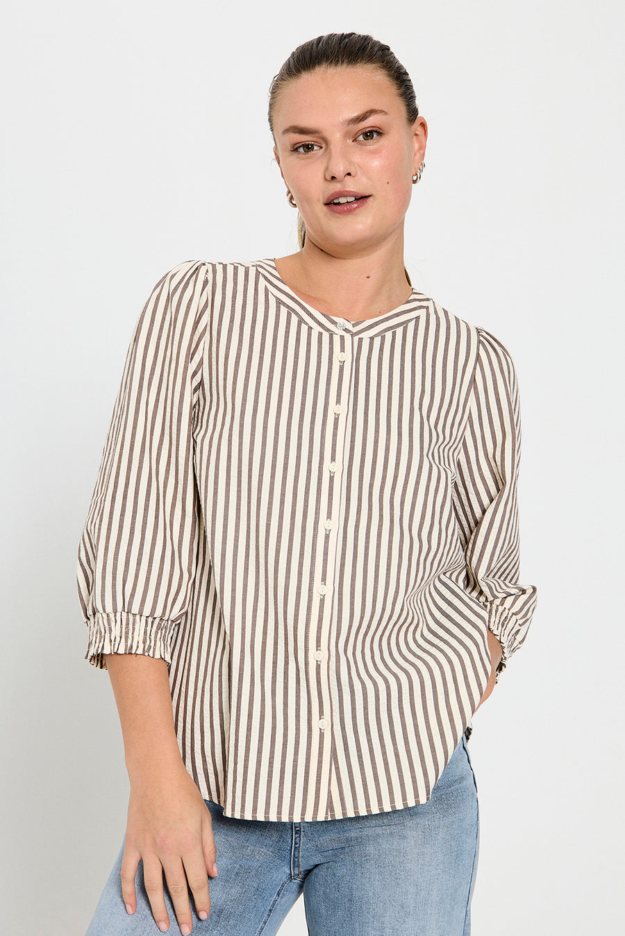FQABY - SHIRT - WHITE AND BROWN
