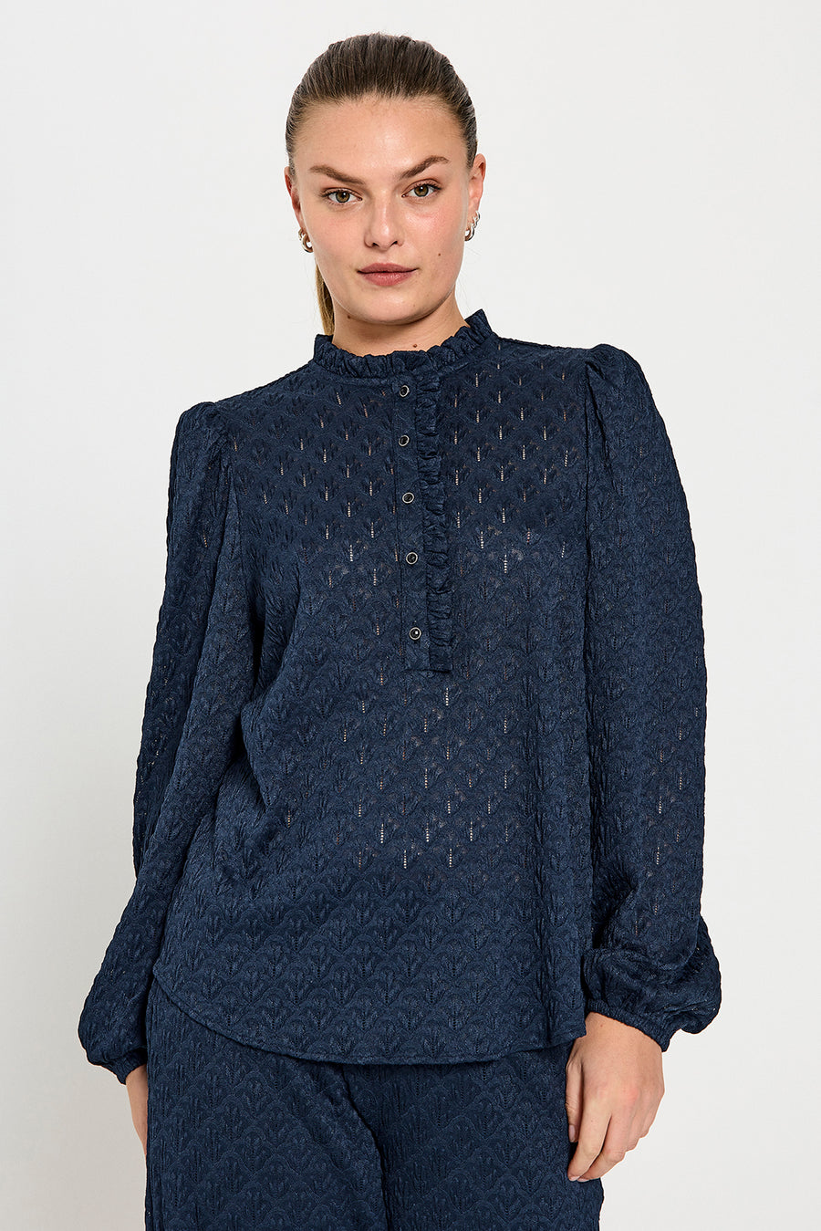 FQRIGGA - BLOUSE WITH LACES - BLUE