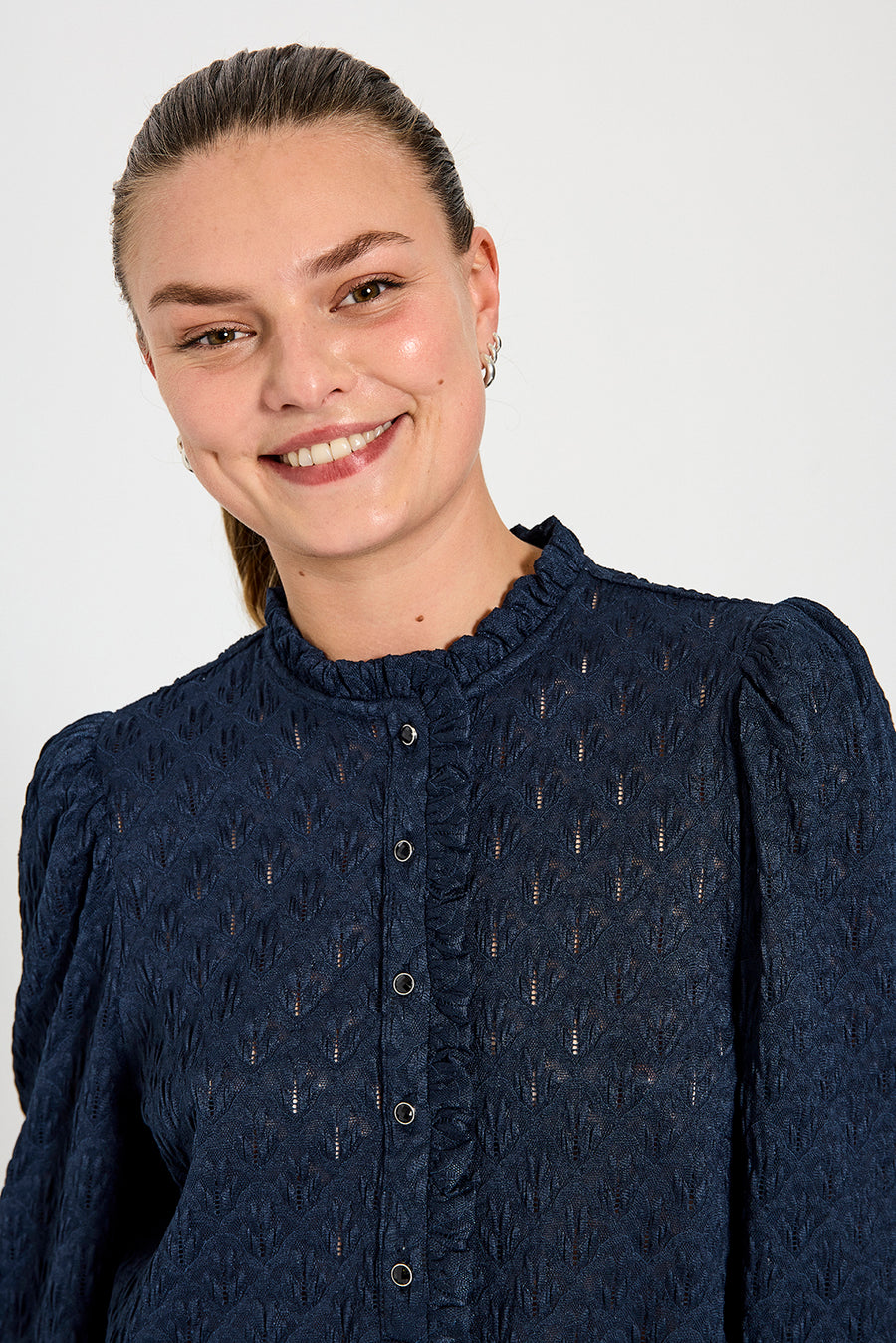FQRIGGA - BLOUSE WITH LACES - BLUE