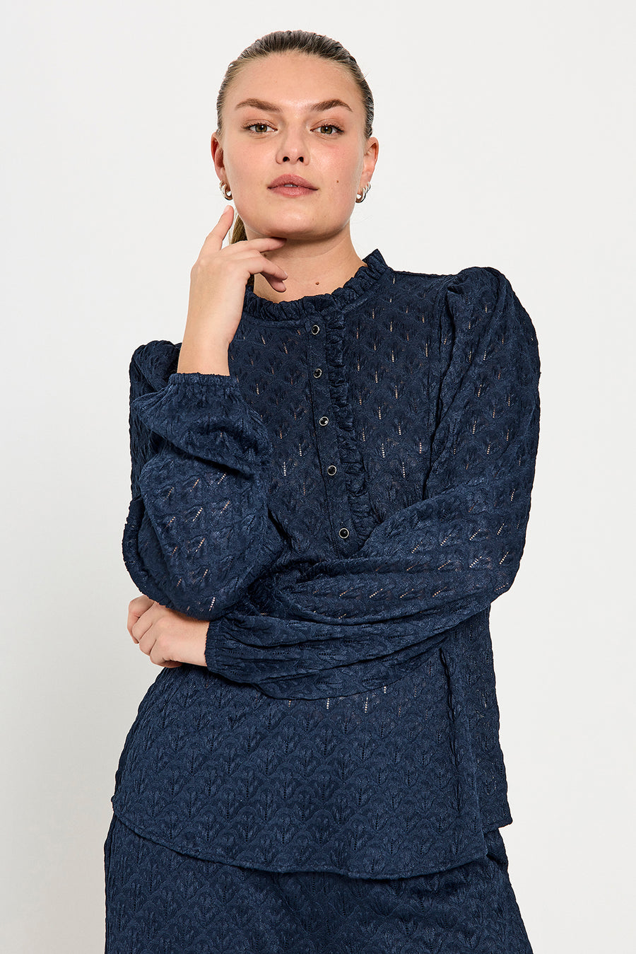 FQRIGGA - BLOUSE WITH LACES - BLUE