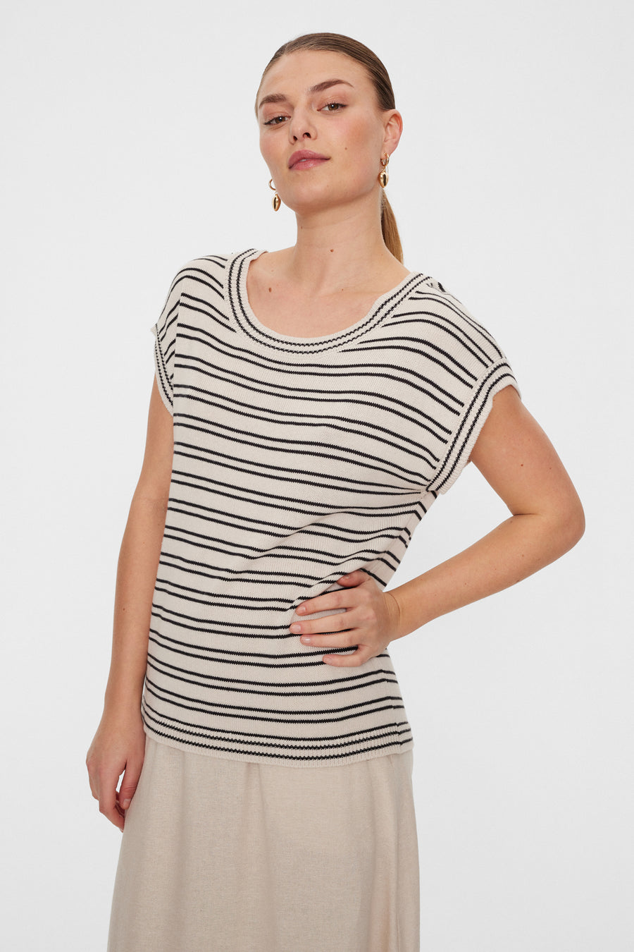 FQMILEY - STRIPED TOP - BEIGE