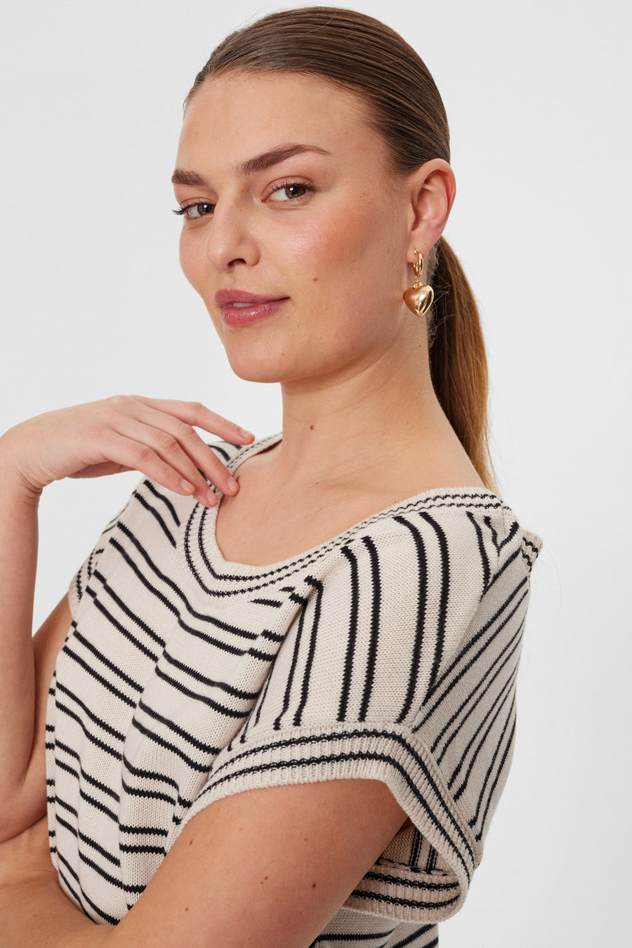 FQMILEY - STRIPED TOP - BEIGE