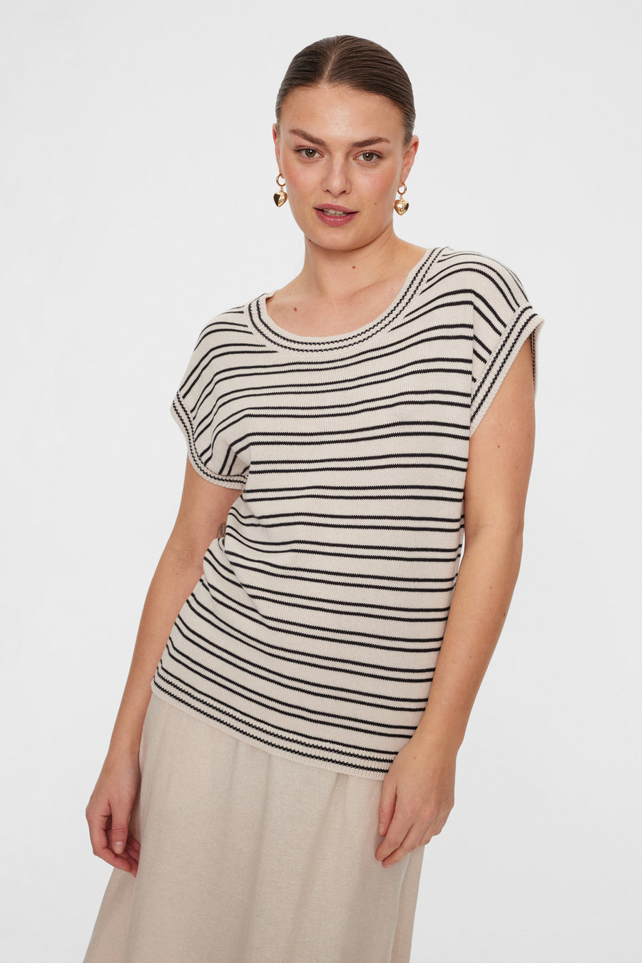 FQMILEY - STRIPED TOP - BEIGE