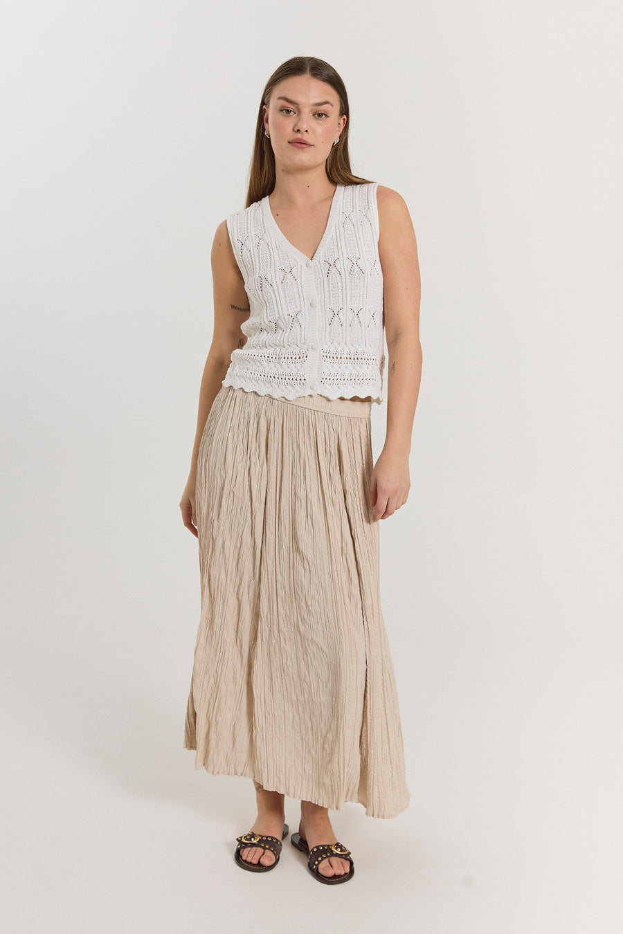 FQFRAYA - KNITTED WAISTCOAT - WHITE