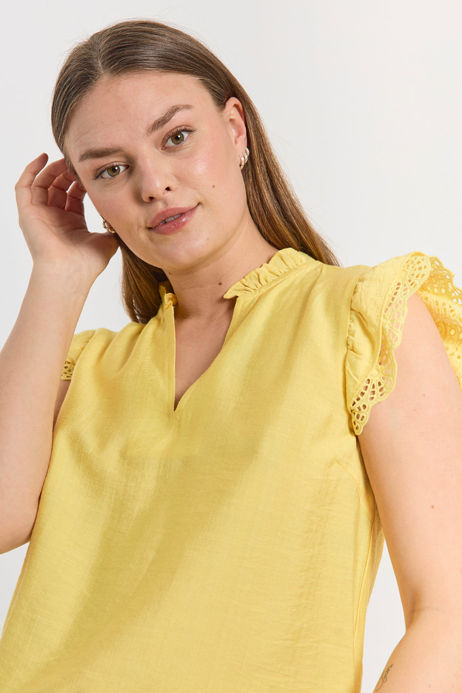 FQLISA - BLOUSE WITH LACE - YELLOW