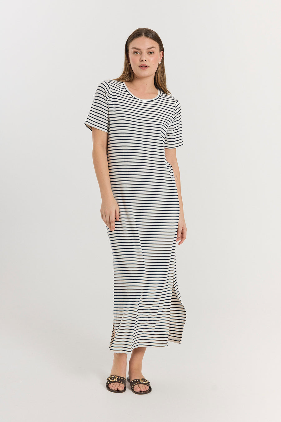 FQZIA - STRIPED DRESS - WHITE AND BLUE