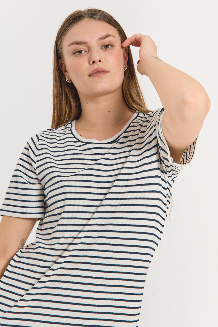 FQZIA - STRIPED DRESS - WHITE AND BLUE