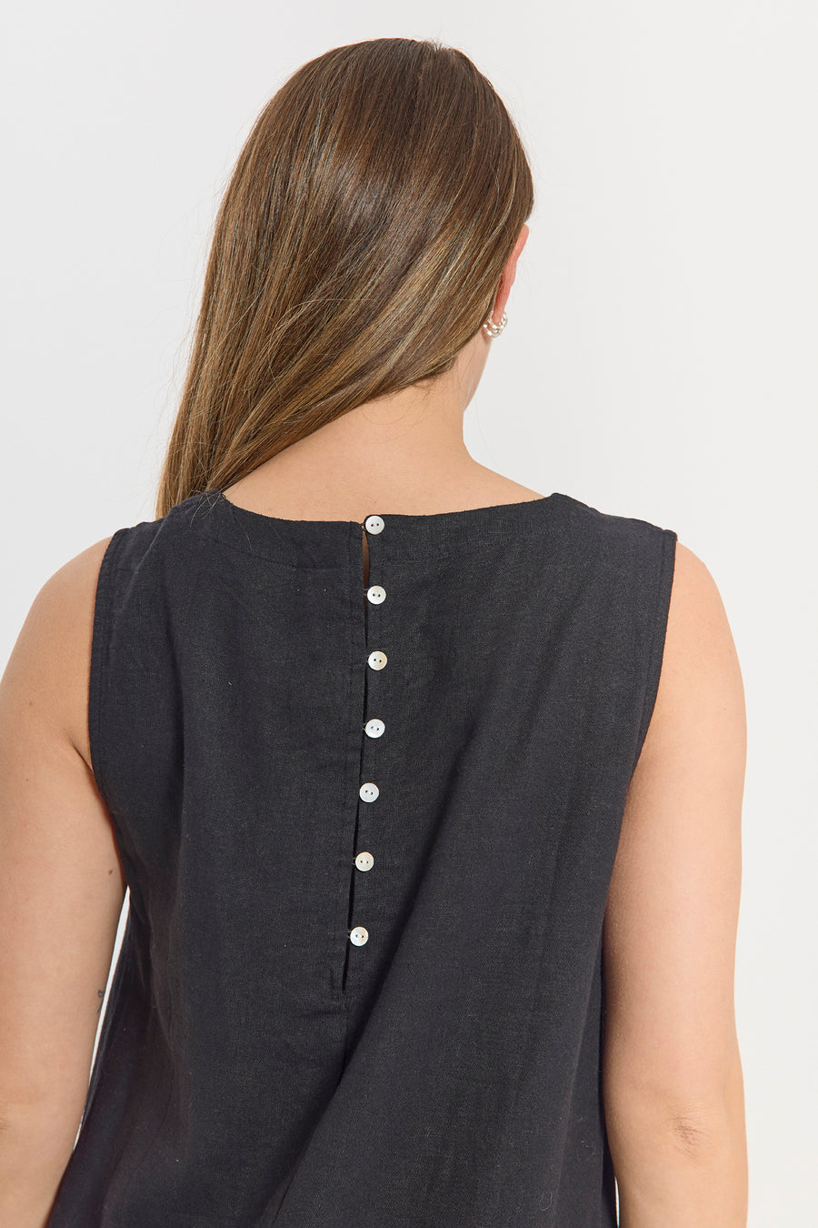 FQLALUNA - LINEN DRESS - BLACK