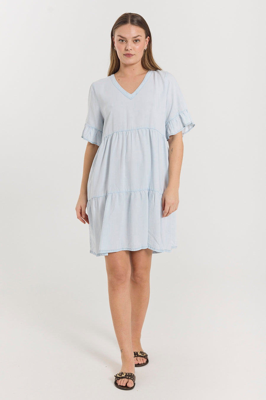 FQRENNA - DRESS WITH DENIM LOOK - BLUE