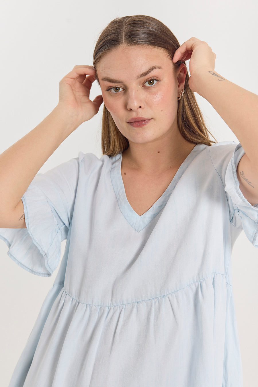 FQRENNA - DRESS WITH DENIM LOOK - BLUE