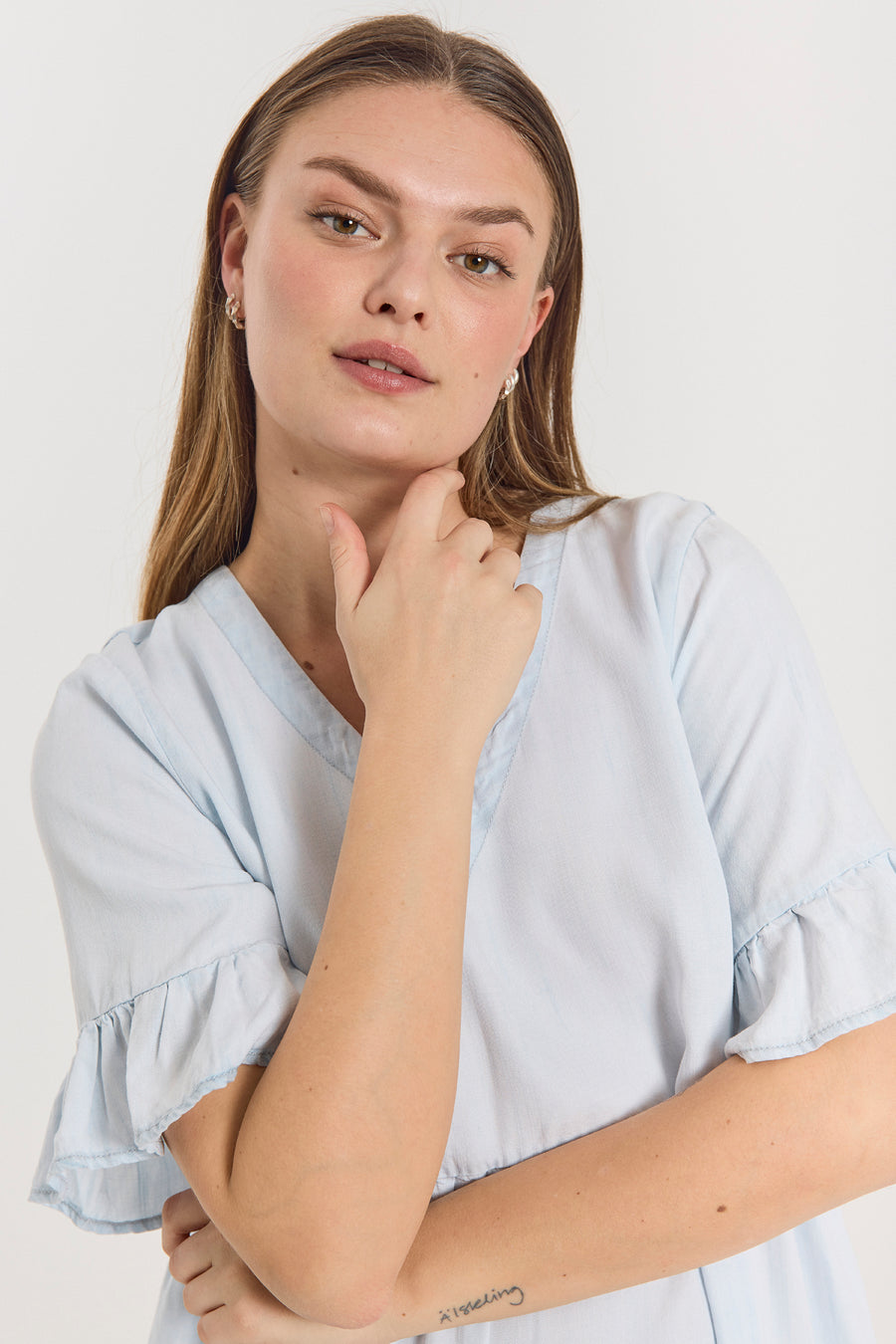 FQRENNA - DRESS WITH DENIM LOOK - BLUE