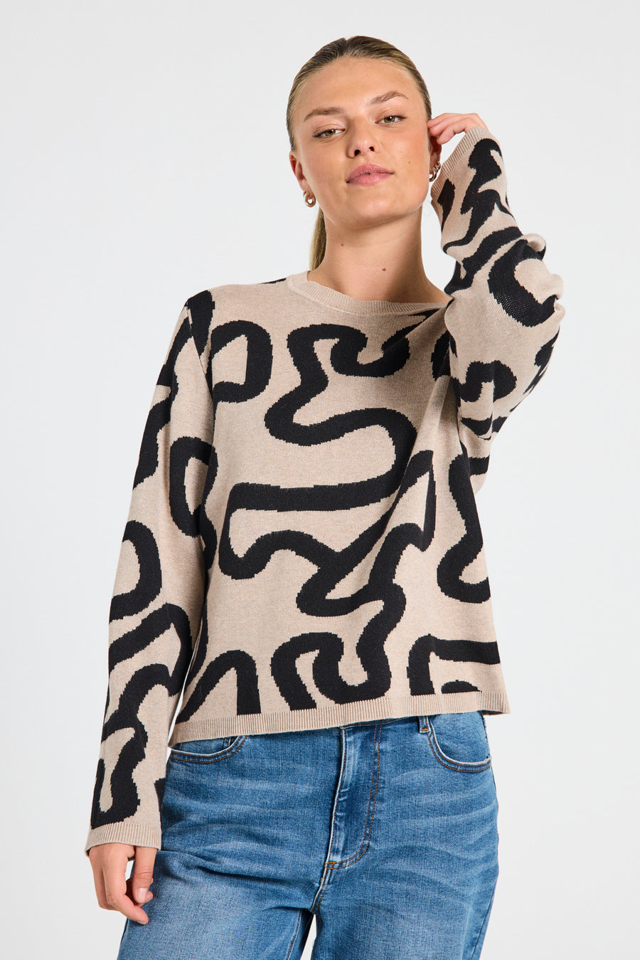 FQANI - PULLOVER - BLACK AND BEIGE