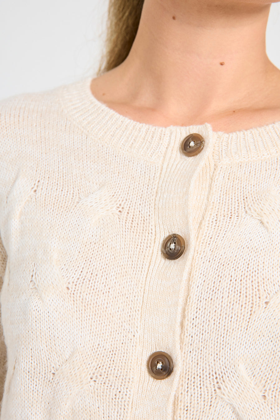 FQJAZZ - KNITTED CARDIGAN - BEIGE