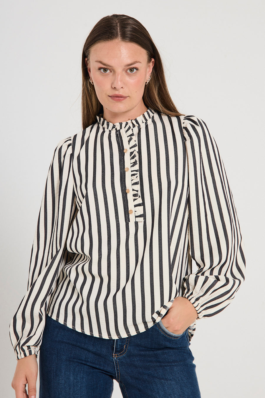 FQNOTO - STRIPED BLOUSE - BLACK AND WHITE