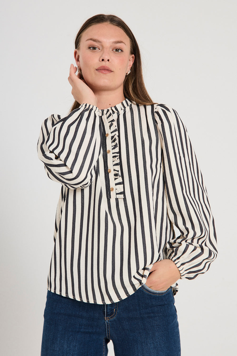 FQNOTO - STRIPED BLOUSE - BLACK AND WHITE