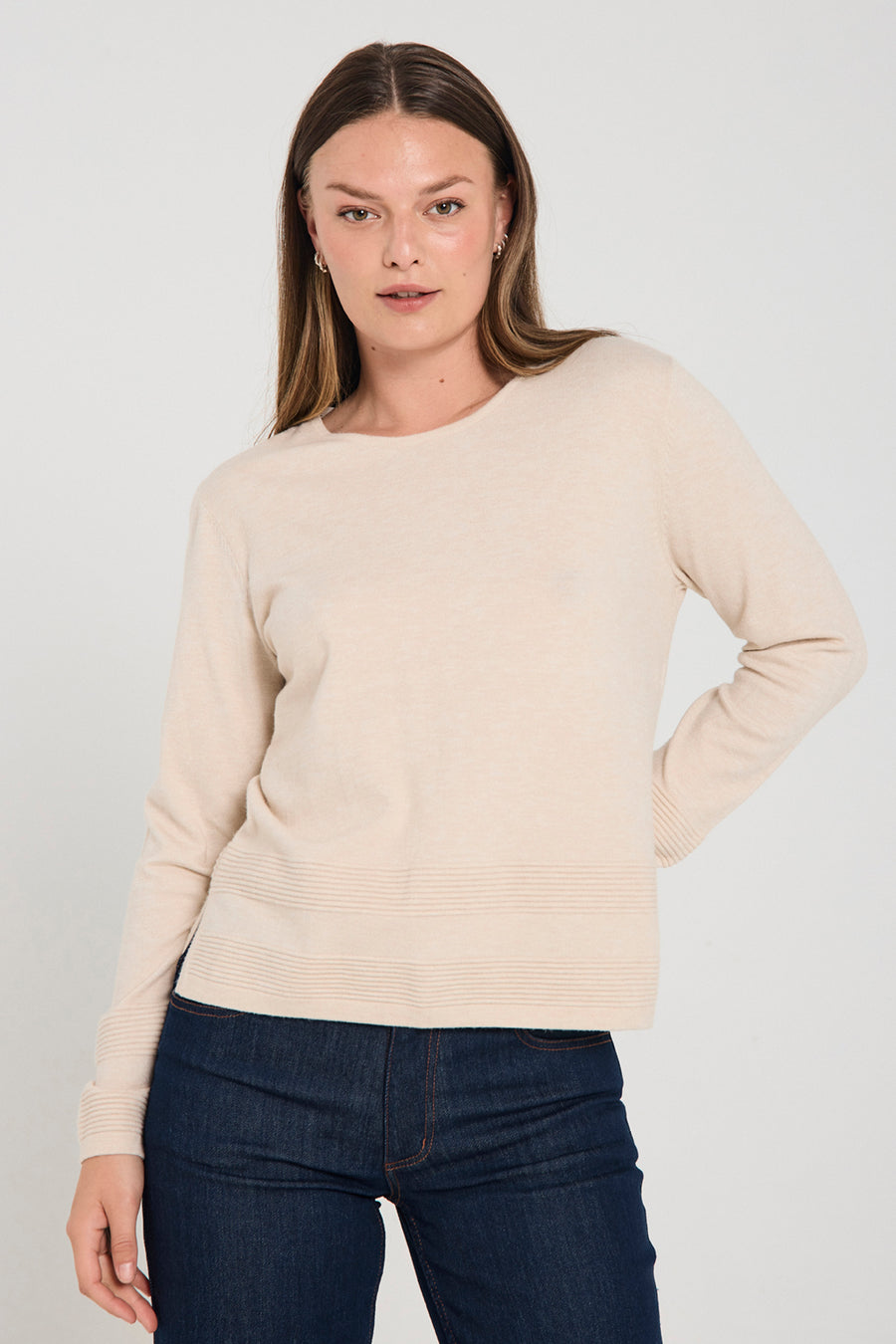 FQFLOW - FINE-KNITTED PULLOVER - BEIGE